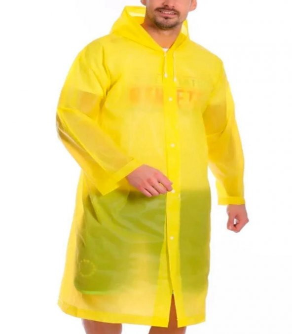 DZC KUZENLER AVM KadıN erkek Yağmurluk Kapüşonlu Çıtçıtlı Eva Yağmurluk RÜZGARLIK sarı - 2