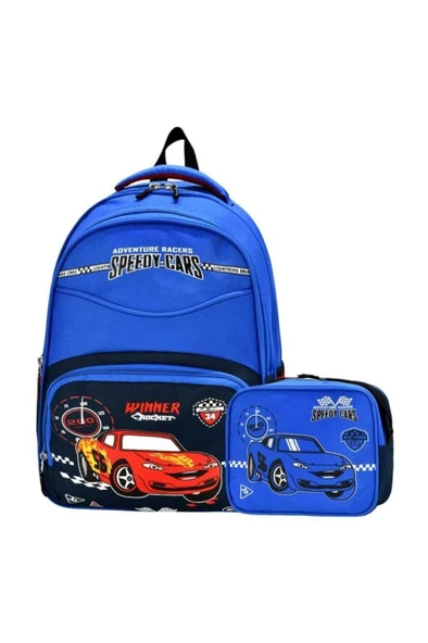 DZC KUZENLER AVM ARABALI SPEEDY CARS İLK OKUL ÇANTA DAYANIKLI ORTOPEDİK ÖĞRENCİ ÇOCUK SIRT ÇANTASI - 5