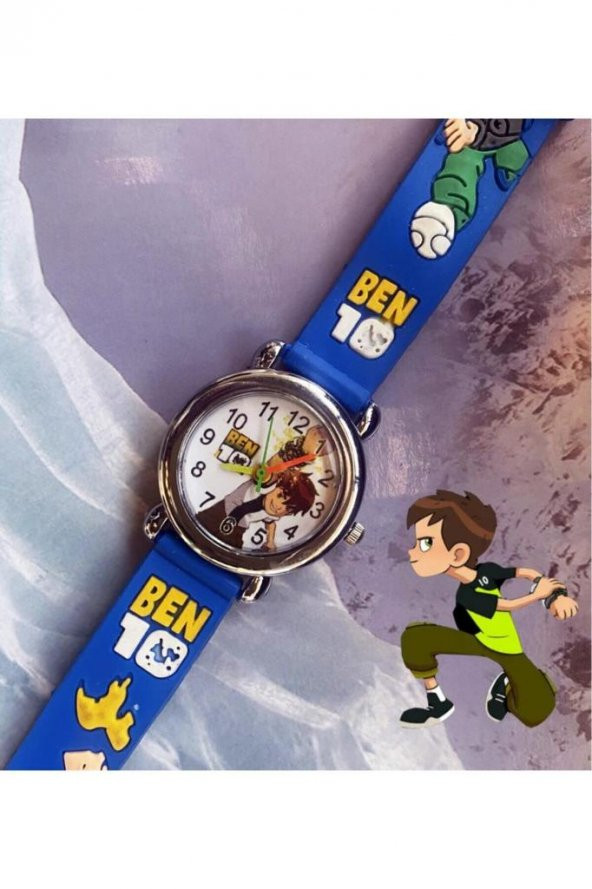 DZC KUZENLER AVM BEN 10 DESENLİ SAAT ÇOCUK KOL SAATİ SİLİKON KORDON ANALOG - 3