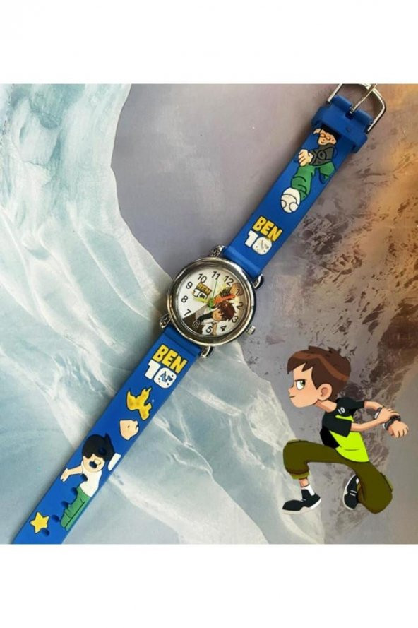 DZC KUZENLER AVM BEN 10 DESENLİ SAAT ÇOCUK KOL SAATİ SİLİKON KORDON ANALOG - 4