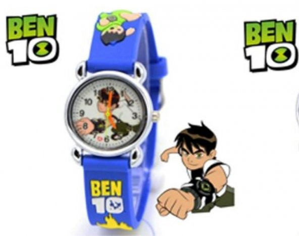 DZC KUZENLER AVM BEN 10 DESENLİ SAAT ÇOCUK KOL SAATİ SİLİKON KORDON ANALOG - 5