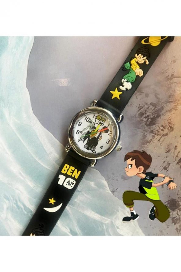 DZC KUZENLER AVM BEN 10 DESENLİ SAAT ÇOCUK KOL SAATİ SİLİKON KORDON ANALOG - 8