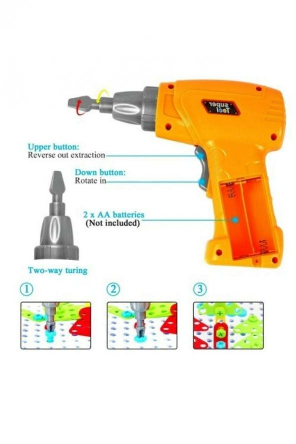 DZC KUZENLER AVM 3d Eğitici Matkap Hayvanlar Ve Geometrik Şekiller Seti 340 Parça - 6