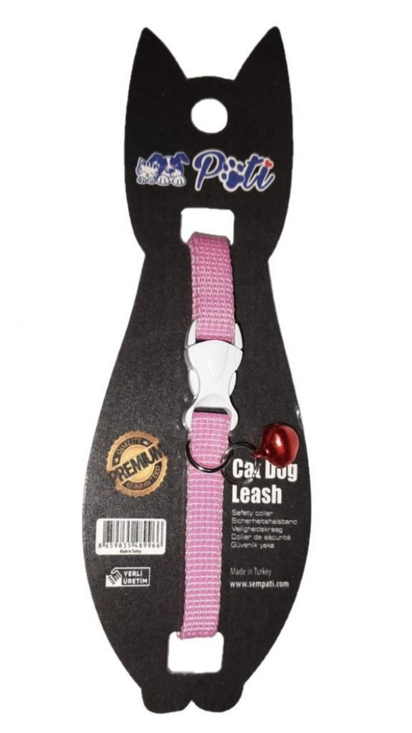Pati Yavru Köpek ve Kedi Boyun Tasması (Ayarlanabilir) Düz Pembe