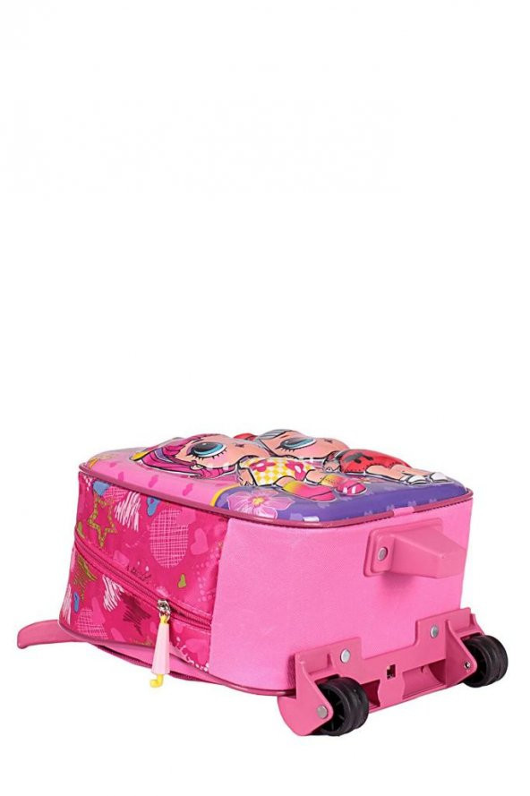 DZC KUZENLER AVM Anaokulu KREŞ Çocuk Valiz Sırt Çantası Çekçekli Happy Lol Bebek Şeker Kız Sert Ön Yüzey 5d Pembe - Resim 4