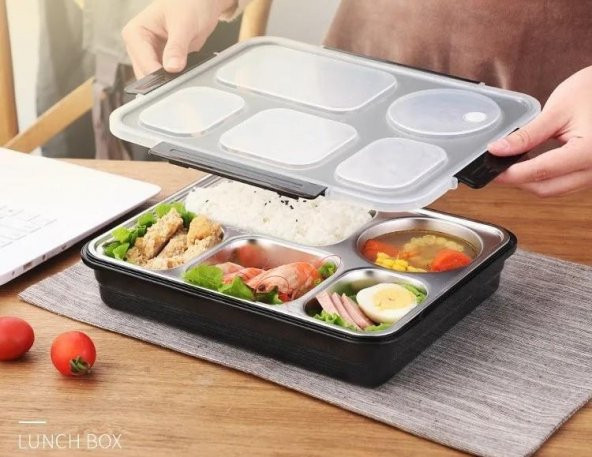 Backpacker 5 Bölmeli Sızdırmaz Yemek Kabı 1600ML Açık Mavi - 4