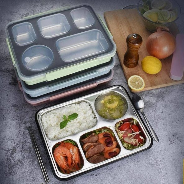 Backpacker 5 Bölmeli Sızdırmaz Yemek Kabı 1600ML Açık Mavi - 5