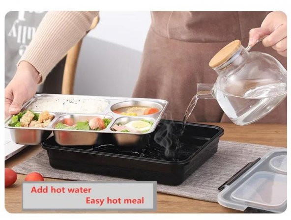 Backpacker 5 Bölmeli Sızdırmaz Yemek Kabı 1600ML Açık Mavi - 7
