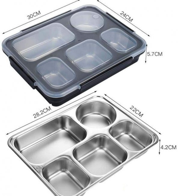 Backpacker 5 Bölmeli Sızdırmaz Yemek Kabı 1600ML Açık Mavi - 8