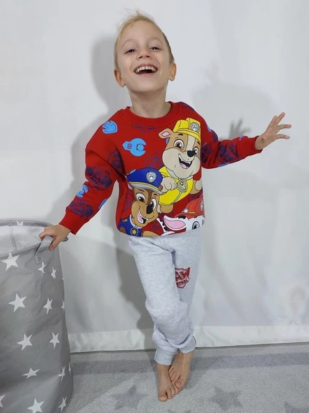 ERKEK ÇOCUK PAW PETROL BİSİKLET YAKA 3 İPLİK EŞOFMAN TAKIMI - 4