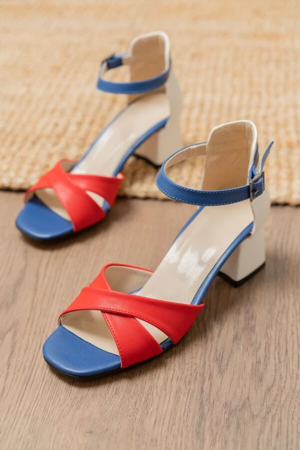 Pabucmarketi Renkli Topuklu Kadın Ayakkabı