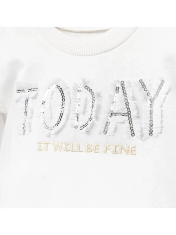 Kız Çocuk %100 Pamuklu Uzun Kol Sweatshirt Fırfırlı - 2