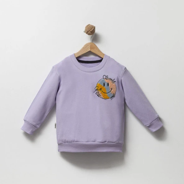 Unisex Çocuk Sweatshirt Bisiklet Yaka %100 Pamuk