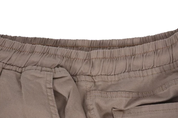 Battal Beden Çok Cepli Beli Lastikli Pantolon Krem Renk - 11