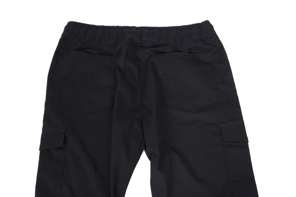 Battal Beden Çok Cepli Beli Lastikli Pantolon Siyah Renk - 7