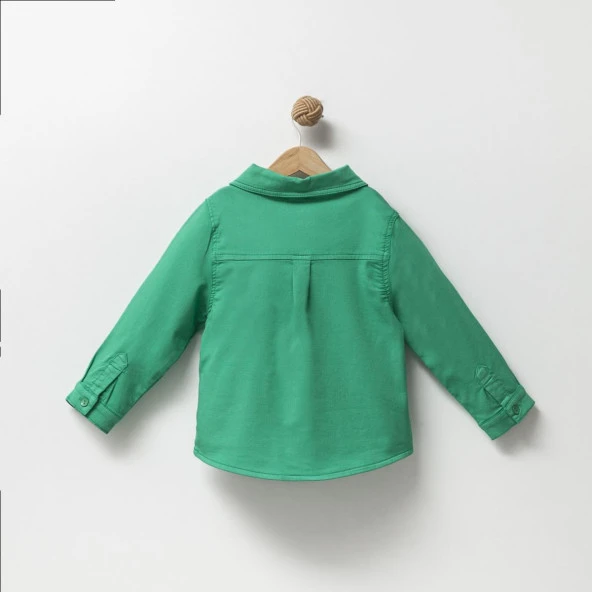 Unisex Çocuk Cepli Yeşil Gömlek - 2