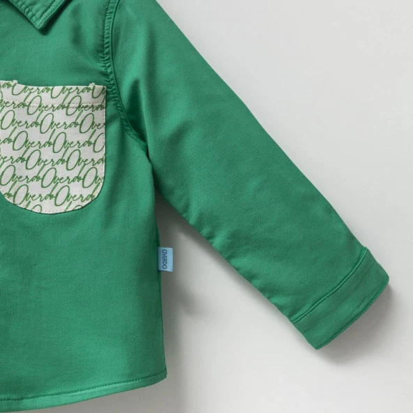 Unisex Çocuk Cepli Yeşil Gömlek - 3