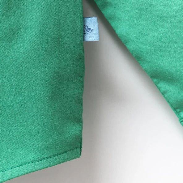 Unisex Çocuk Cepli Yeşil Gömlek - 4