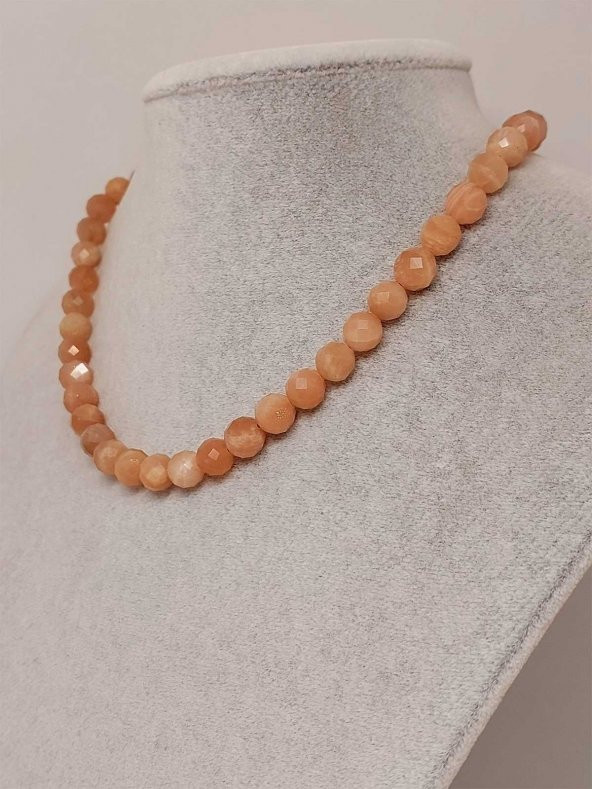 Güneş Taşı Faset Kesim Kolye 8mm (Sabit Klipsli) (42530) - 1