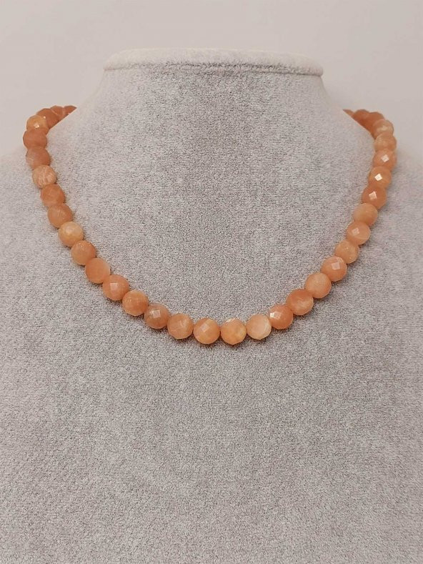 Güneş Taşı Faset Kesim Kolye 8mm (Sabit Klipsli) (42530) - 3