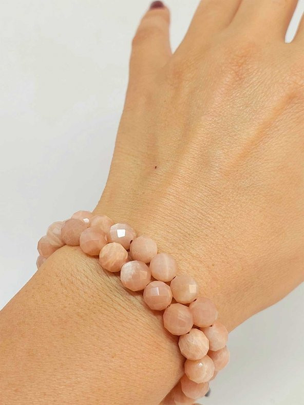 Güneş Taşı Faset Kesim 8mm Unisex İkili Bileklik (42530) ürün görseli