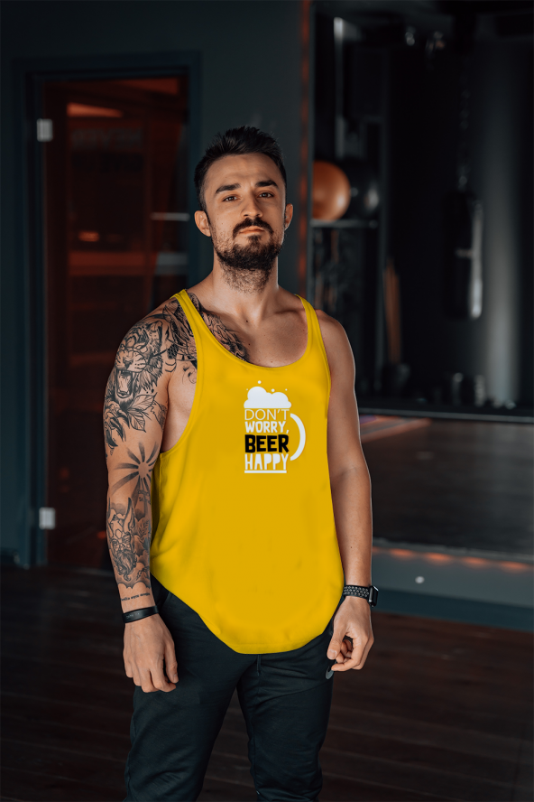 BEER HAPPY Gym Fitness Tank Top Sporcu Atleti