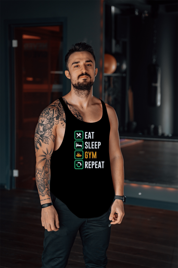 EAT REPEAT Gym Fitness Tank Top Sporcu Atleti