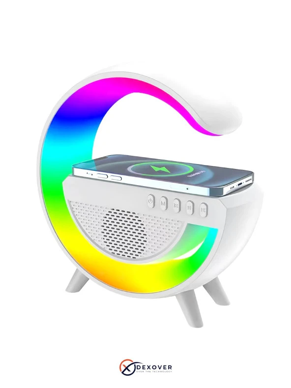 Bluetooth Hoparlör 15W Kablosuz Şarj Özellikli RGB Masa Gece Lambası AG-2301 - 2