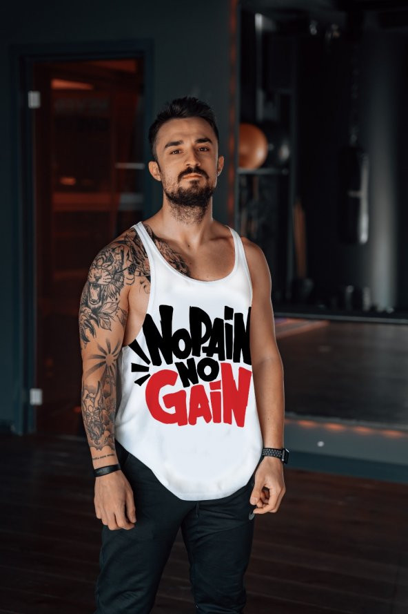 NO PAIN NO GAIN 2 GYM Fitness Tank Top Sporcu Atleti