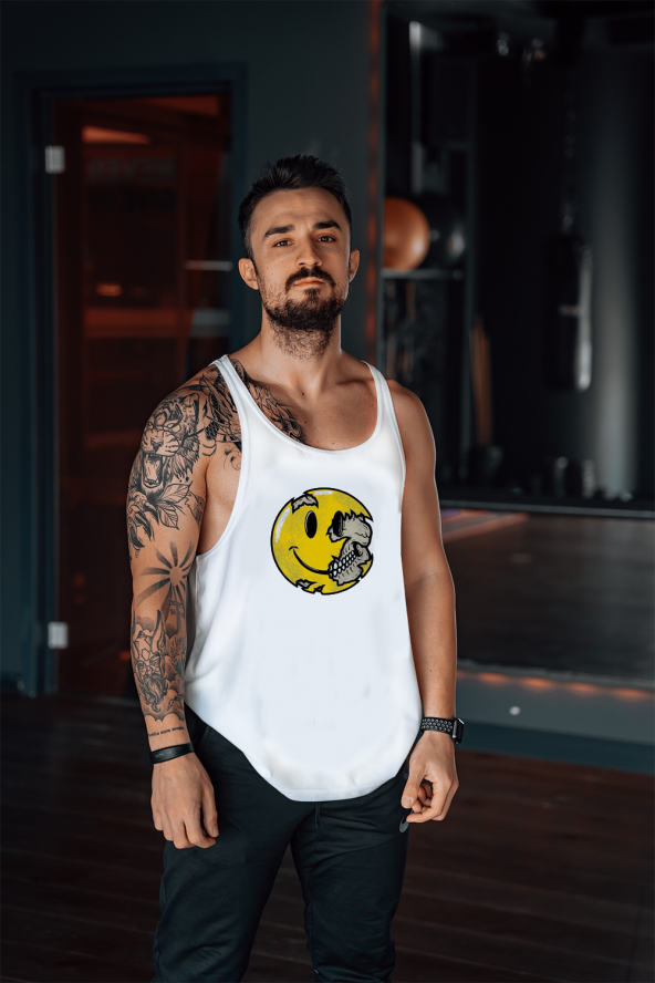 SMİLE FACE SMOKE Gym Fitness Tank Top Sporcu Atleti