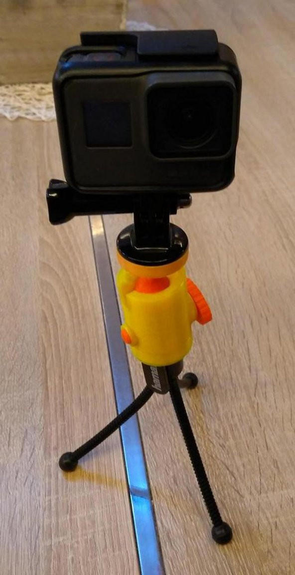 Gopro Veya Küçük Kamera İçin Tripod Top Kafası Plastik Aparat - 7