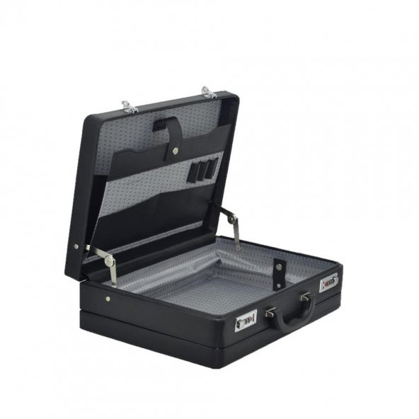 Bond Tipi Çanta Şifreli Körüklü Evrak Çantası Siyah 18 Litre - 4