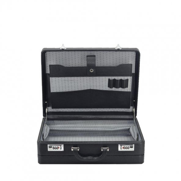 Bond Tipi Çanta Şifreli Körüklü Evrak Çantası Siyah 18 Litre - 5