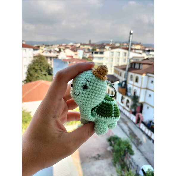 Amigurumi sevimli Tosbik kaplumbağa oyuncak anahtarlık