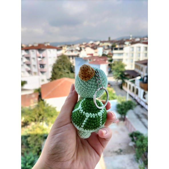 Amigurumi sevimli Tosbik kaplumbağa oyuncak anahtarlık - 2