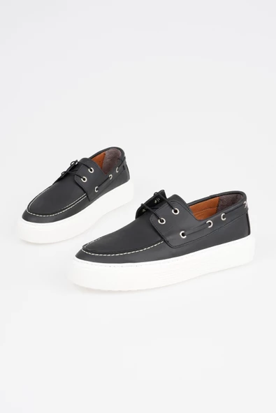 Hakiki Deri Erkek Bağcıklı Loafer Kalın Taban Günlük Ayakkabı - 6