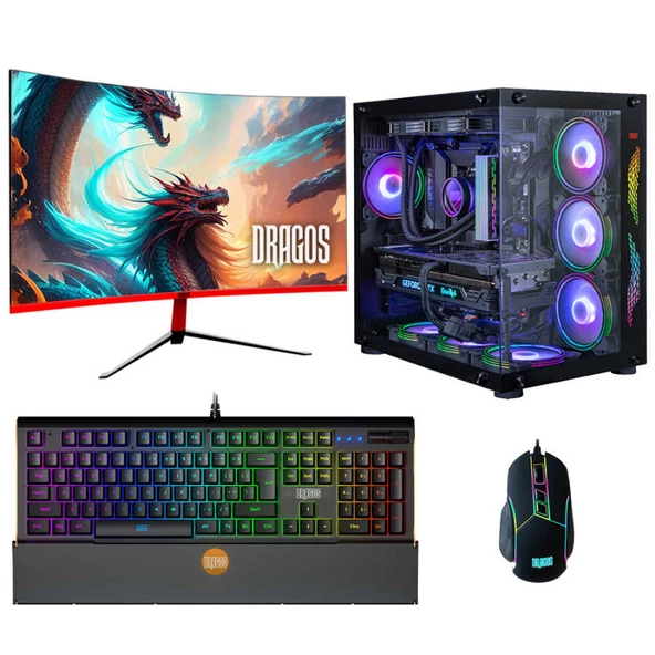 Dragos DRx6134 Ryzen 7 5700X 32GB Ram 1TB M.2 NVMe SSD 8GB RTX4060Ti 27 İnç 165Hz Curved Monitör Oyuncu Bilgisayarı