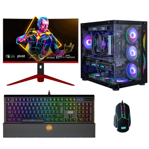 Dragos DRx6136 Ryzen 7 5700X 32GB Ram 1TB M.2 NVMe SSD 8GB RTX4060Ti 27 İnç 240Hz Curved Monitör Oyuncu Bilgisayarı