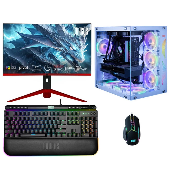 Dragos DRx6165 i7 13700F 16GB Ram 1TB M.2 NVMe SSD 8GB RTX4060 27 İnç 240Hz Curved Monitör Oyuncu Bilgisayarı