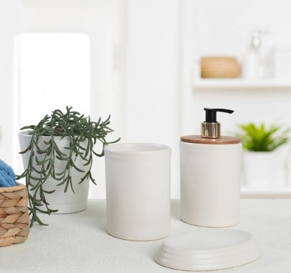 Keramika 3 Parça Mat Beyaz Banyo Seti