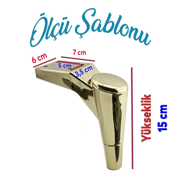 Maya Lüks Mobilya Kanepe Sehpa Tv Ünitesi Koltuk Ayağı 15 Cm Altın Baza Ayakları - Resim 2