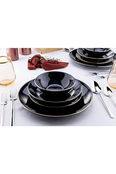 Bambum Naz 24 Parça Yemek Takımı - Siyah - 3