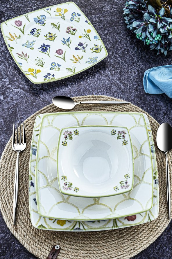 Bambum Noble - 24 Parça Porselen Yemek Takımı Flake