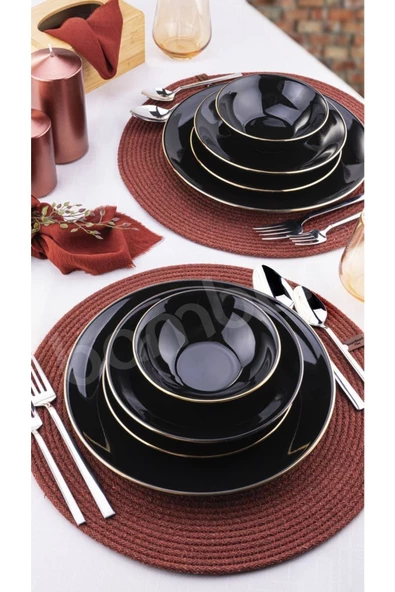 Bambum Naz 24 Parça Yemek Takımı - Siyah - 2