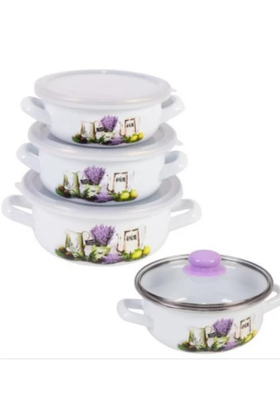 ALEV Emaye Pişir Sakla 3 Lü Tencere Seti 0871