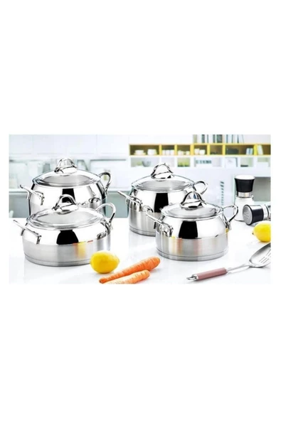 Evimsaray Venüs 8 Parça Çelik Tencere Takımı Gümüş