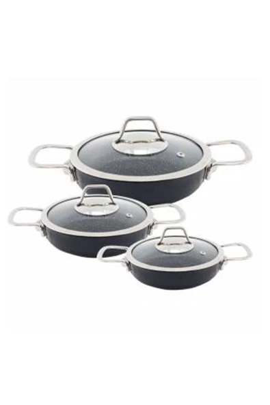 Zest Zgkos Gusto 6 Parça Cam Kapaklı Granit Omlet Set