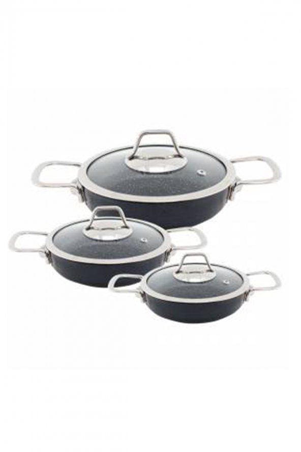 Zgkos Gusto 6 Parça Cam Kapaklı Granit Omlet Set