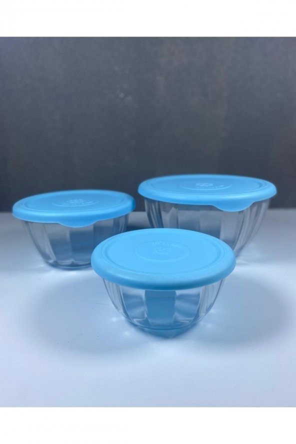 3lü Kapaklı Cam Saklama Kabı Rosita - 3