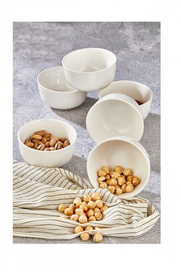 Ckr4008 Porselen Çizgili Kase 10 Cm 6 Lı